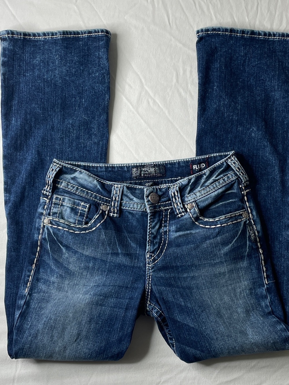 Silver Jeans Women 28x31 Dark Wash Mid Rise Bootcut Denim Suki Y2K Streetwear